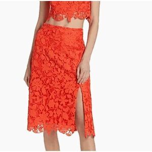 Milly Carreen Summer Floral Lace Skirt - Coral / 12